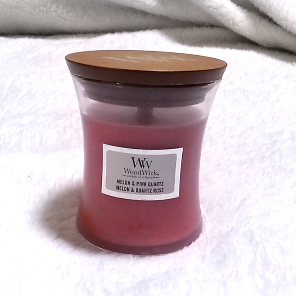 Melon & Pink Quartz Woodwick Mini 3oz Candle New